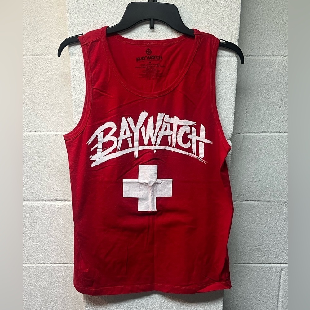 BAYWATCH BEACH LIFEGUARD
Tank Top Red White Cross. M